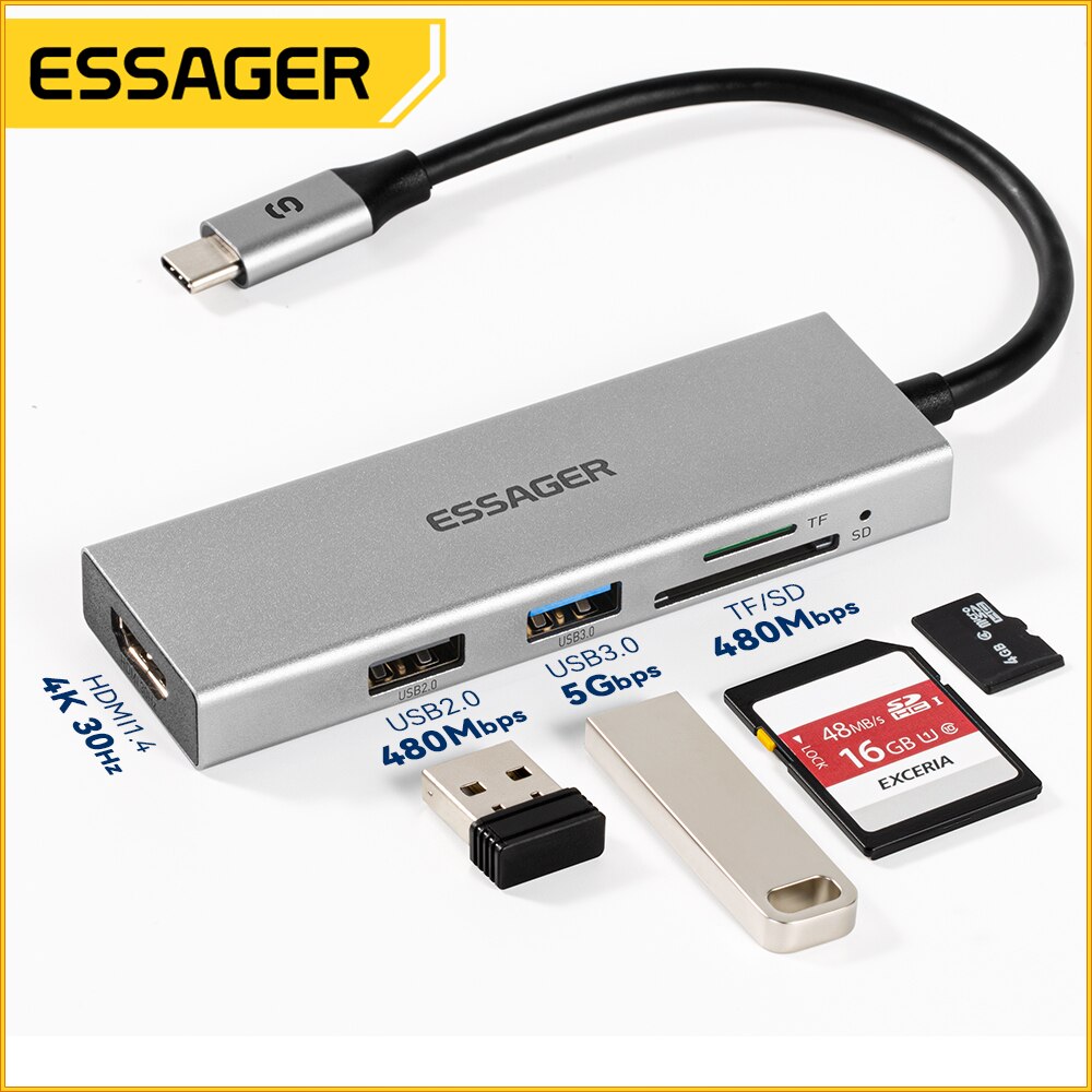 Essager 5 in 1 USB C HUB HDMI- - Docking Station Usb C recensione e prezzo