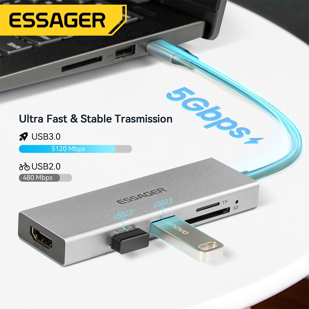 Essager 5 in 1 USB C HUB HDMI- - Docking Station Usb C recensione e prezzo